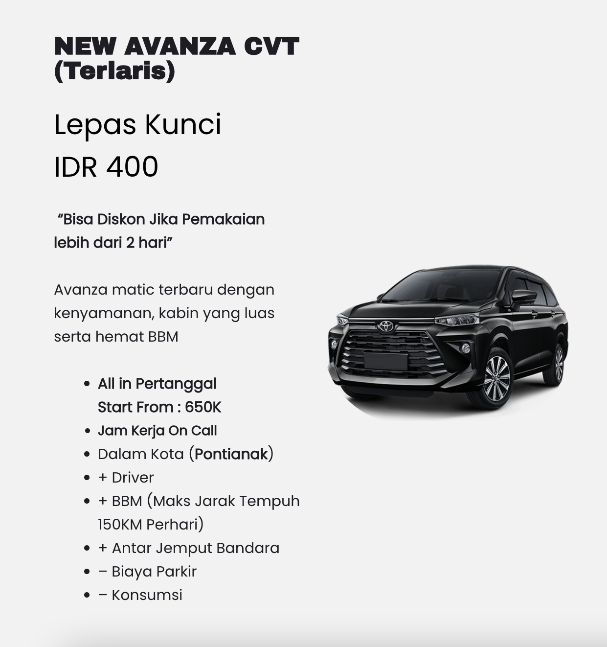 sewa rental mobil pontianak