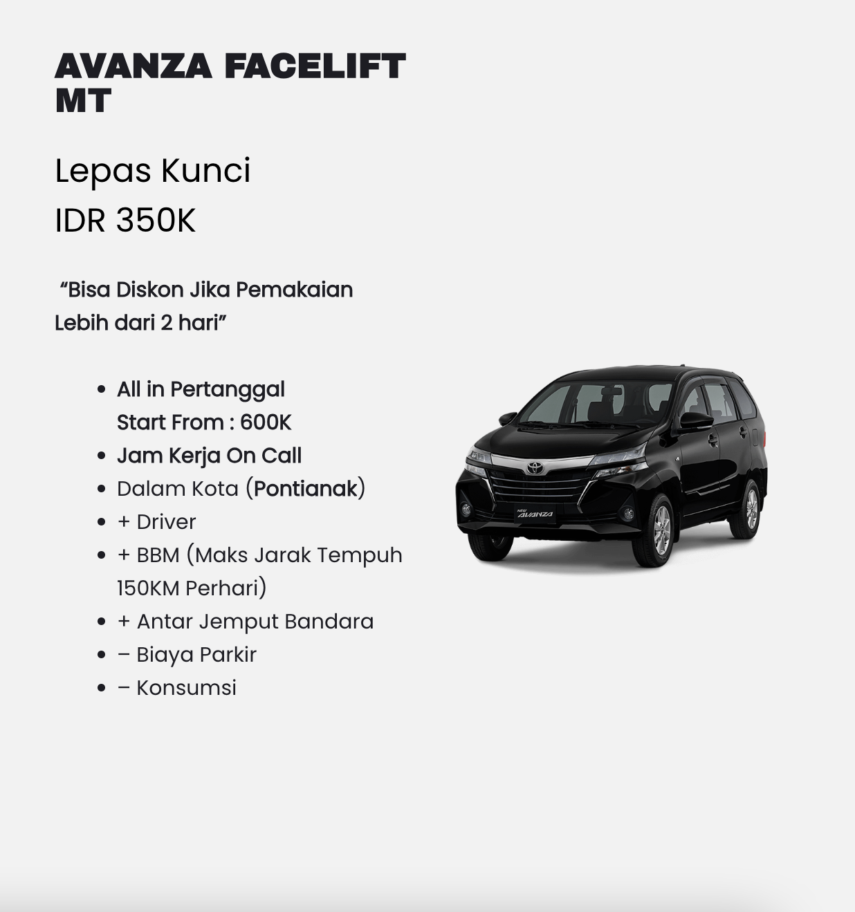 rental sewa mobil pontianak